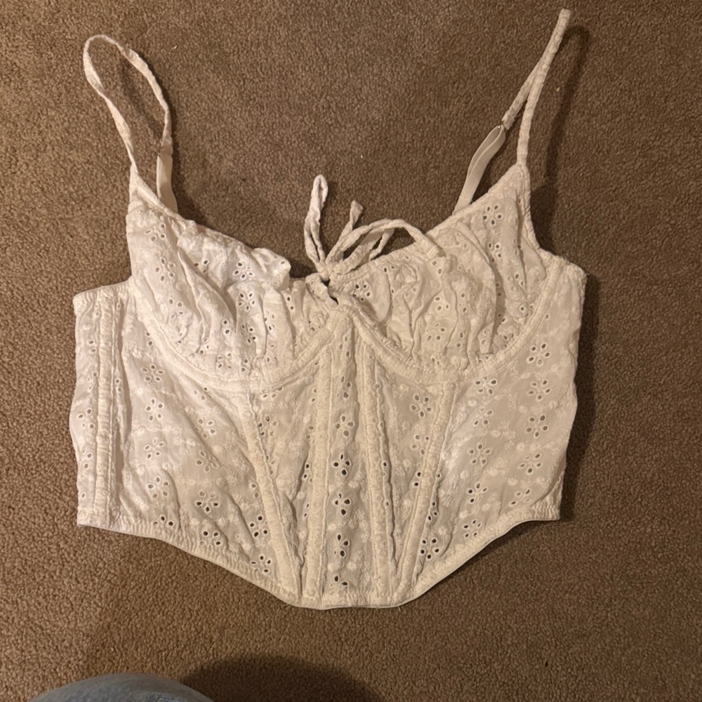 White Eyelet Lace Bustier Urban Outfitters